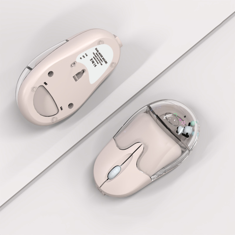 Mouse wireless dual-mode Mouse cablato Mause Design creativo Bambola galleggiante Pulsante muto ricaricabile Bellissimi mouse Uso ufficio Ergonomia: nero