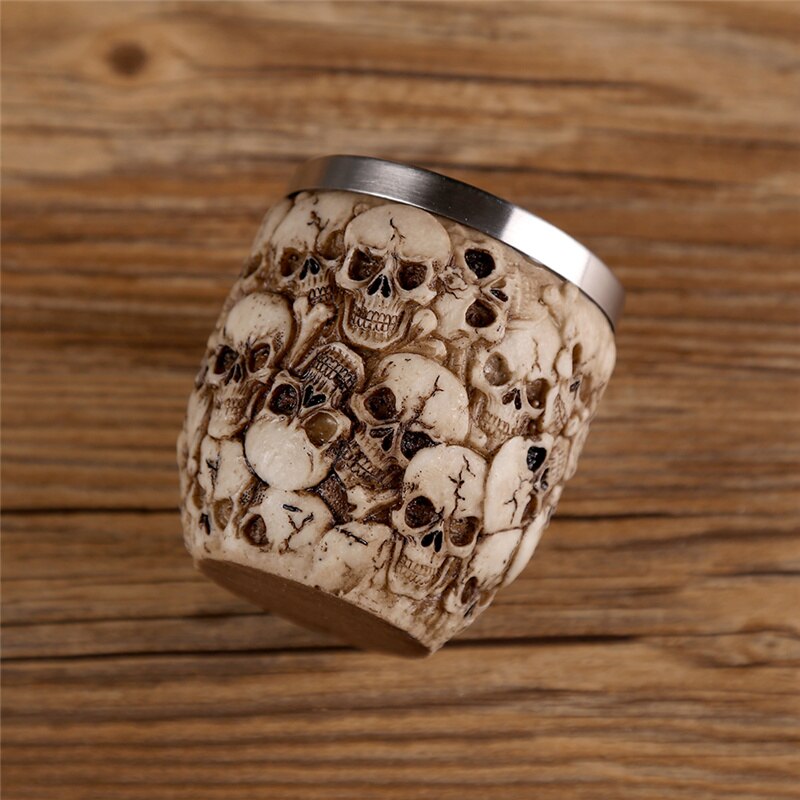 Taza de resina de acero inoxidable con forma de Calavera, vaso de cristal gótico, para cerveza, Vodka, Bar, 200ml