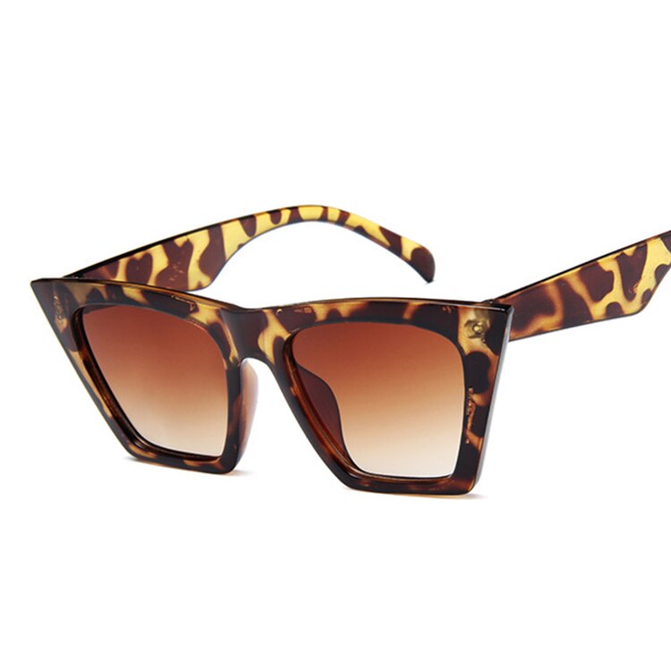 Retro sexet spejl solbriller damemærke luksus vintage cat eye sorte solbriller kvindelige damer  uv400 oculos: Leopard