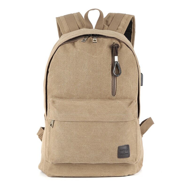 Grande Capacidade Backbags Mochilas Adolescente de Carregamento USB Multifunction Estilo Casual Mochila de Viagem Unisex Estudantes Sólidos Schoolb: Khaki