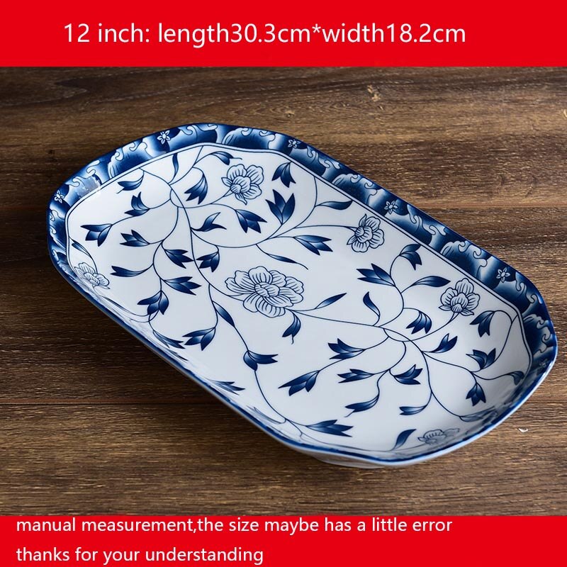 10.5/12inch Fish Plate Ceramic Dinnerware Tableware Breakfast Cake Plates Dumplings Dish Hand Painted Decor Dish Tray Container: D