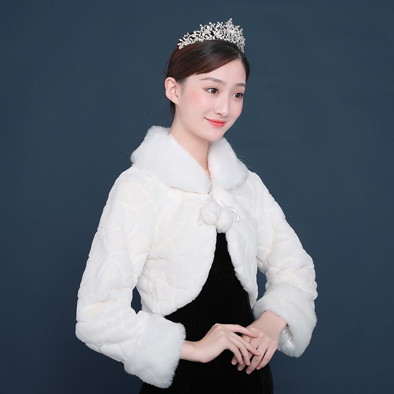 fausse fourrure blanc boléro mariage Wrap mariée veste manteau manches longues hiver fausse fourrure dames soirée vestes