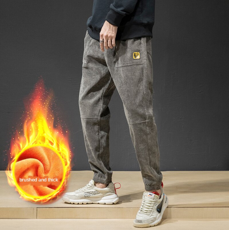 Automne et hiver chaussures de sport pour hommes pantalons décontractés pantalons en vrac mince jambe sarouel velours côtelé neuf pieds pantalons pour hommes