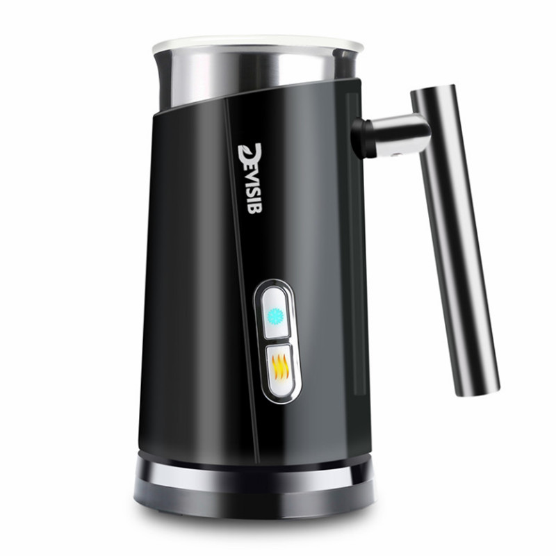 DEVISIB 3 in 1 Espumador de leche eléctrico, 300ml, máquina automática de espuma fría y para café Latte, capuchino, Macchiato, Chocolate: Negro / UE