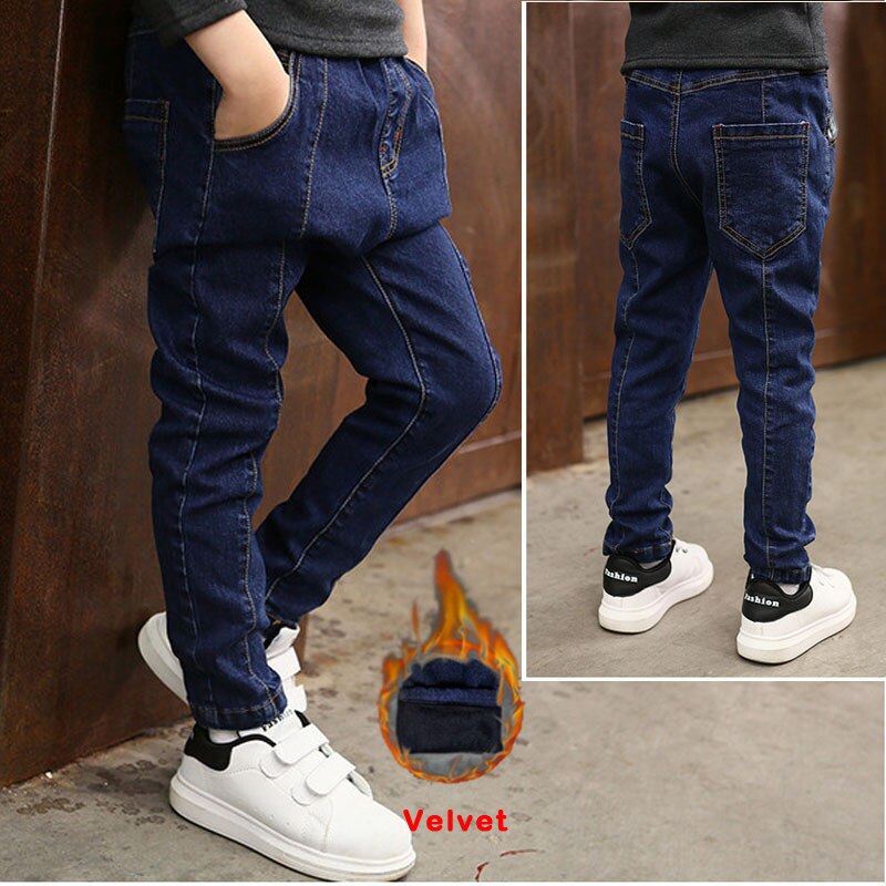 IENENS Inverno Sottile Dei Jeans Dei Ragazzi Dei Pantaloni Caldi Causali Pantaloni Per Bambini Denim Dei Pantaloni Dei Bambini Abbigliamento 5-10Y Giovane Ragazzo Puls Velevt Jeans