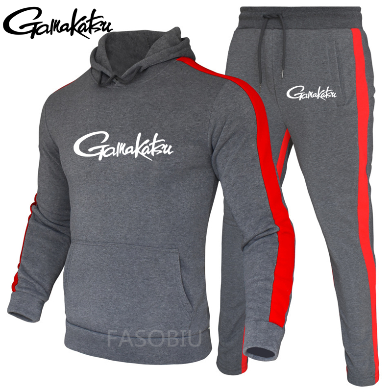Combinaison de pêche en coton, hiver , ensemble de Camping en plein air, randonnée, Sport, vêtements rayés, Gamakatsu: GRAY