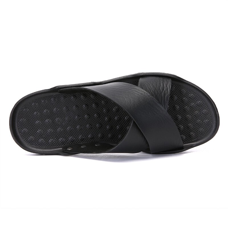 2021 nuovi sandali da uomo estivi scarpe in pelle scarpe infradito ciabatte da spiaggia due fibbie giardino esterno Chinelo maschile
