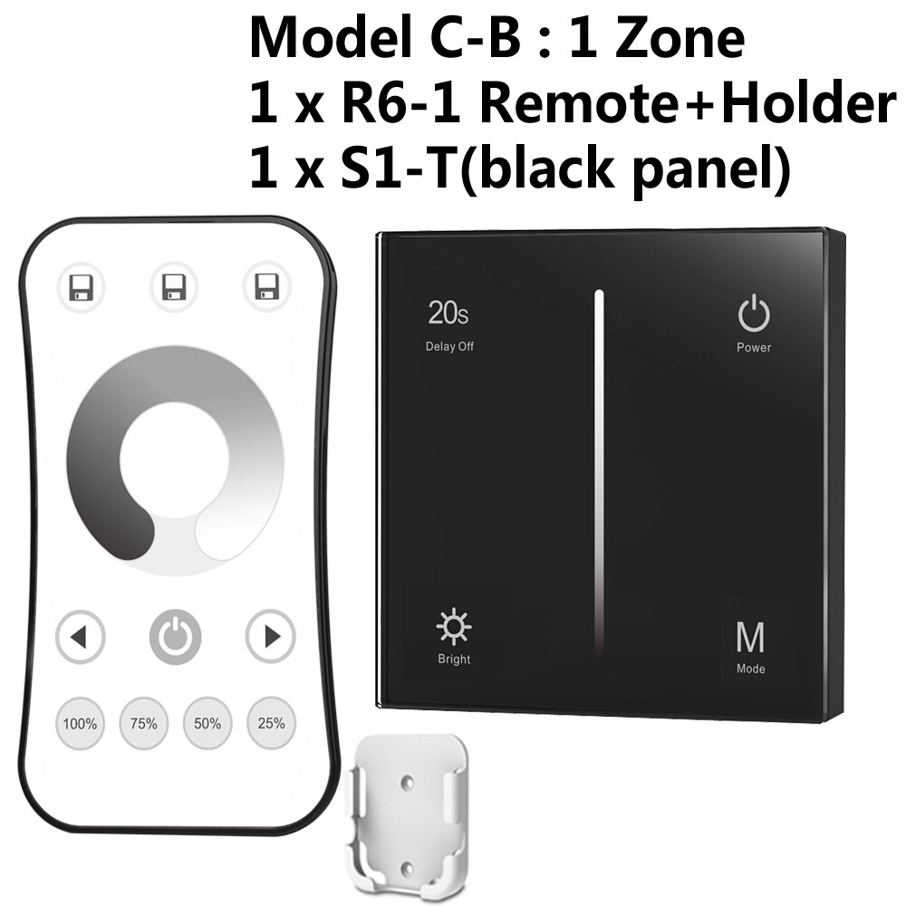 AC Triac LED Dimmer 220V 230V 110V Drahtlose RF Dimmbare Knopf Schalter Mit 2,4G Fernbedienung für Einzelne Farbe LED-lampe Lampen: Modell C Schwarz
