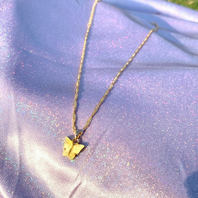 Søt sommerfugl anheng halskjede for kvinner cocktail party statement halskjede steet stil koreansk halskjede smykker