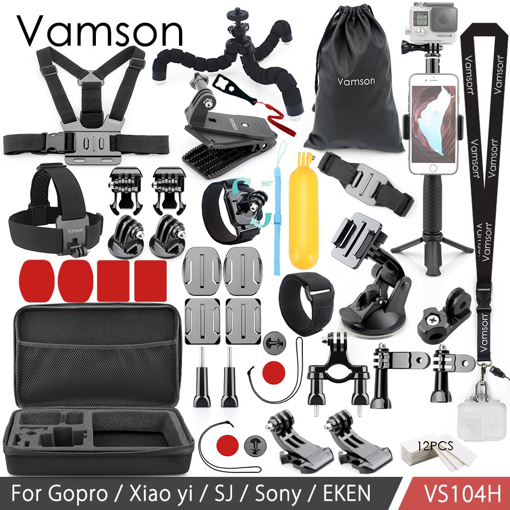 Vamson Voor Gopro Accessoires Set Voor Eken H9R Voor Gopro Hero 10 9 8 7 6 5 Mount Selfie Stok statief Voor Yi 4K Voor Mijia Kit: VS104H