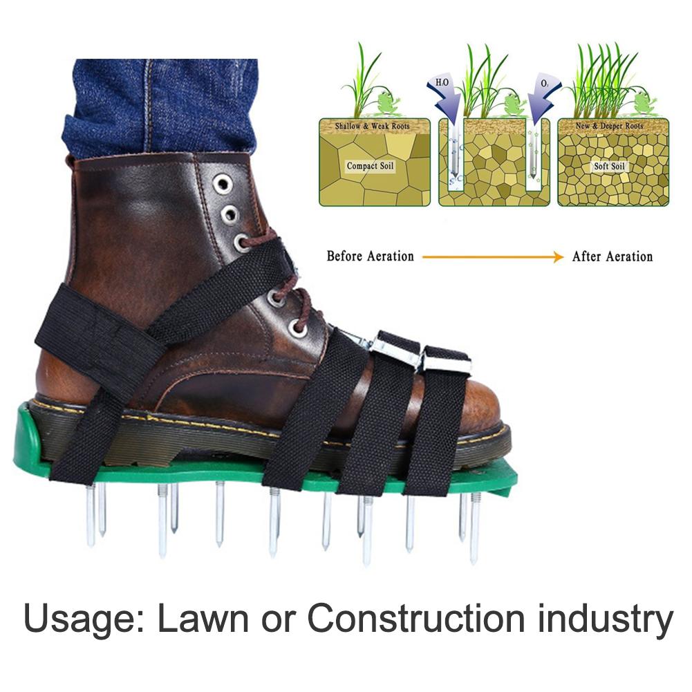 Græsplæner belufter sko skridsikker solid holdbar scarifier haven spiked sko: Grøn
