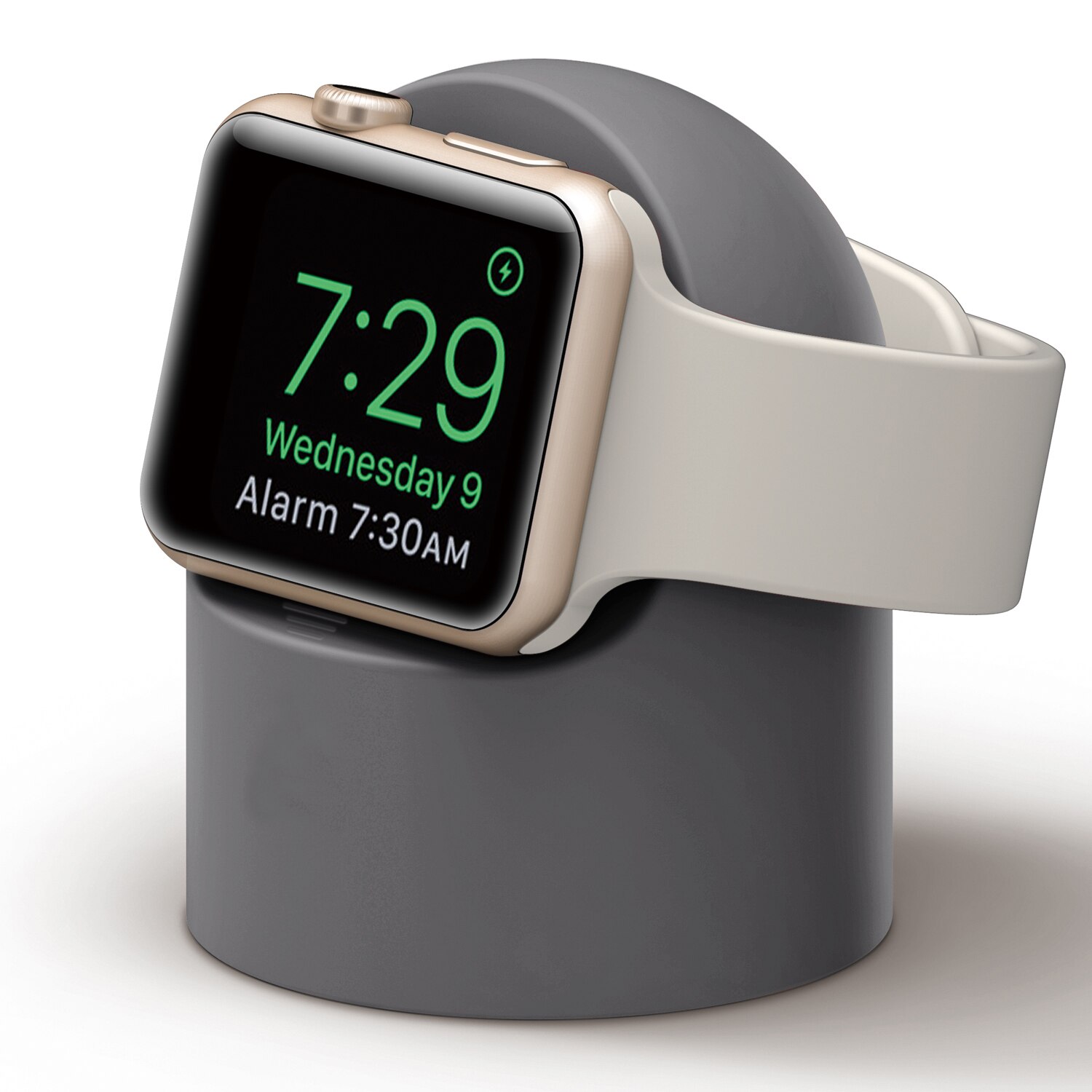 Opladerstativ monteret silikone dockholder til apple watch serie 4 3 2 1 opladerkabel til apple watch 44mm/42mm/40mm/38mm: Grå