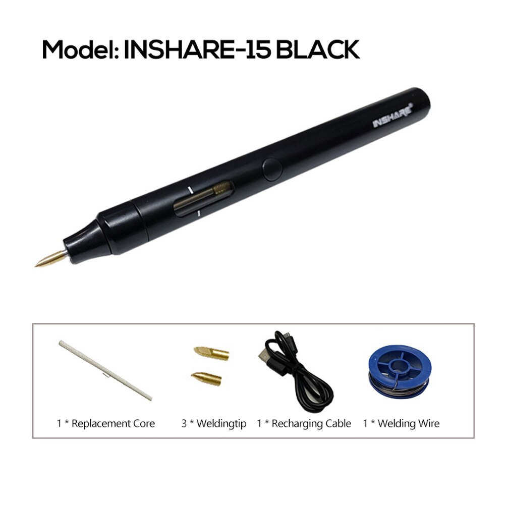 Household Mini Portable Soldering Iron USB Rechargeable Electric Welding Pen: Black