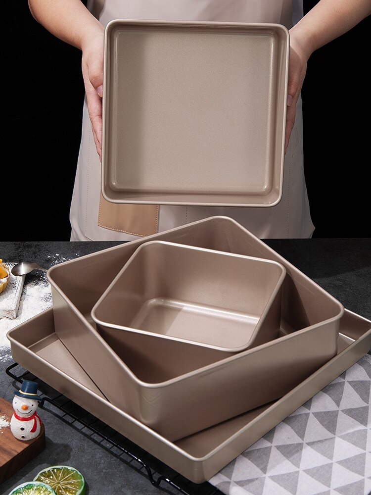 3 Size Square Cake Baking Dishes Bread Tin Tray Non-Stick Cheese Mousse Loaf Pans Brownie Cake Decorating Tools