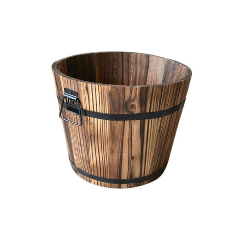 Barriles de flores de plantación Retro, caja de maceta rústica suculenta con borde ondulado, contenedor de flores y plantas, decoración al aire libre: A