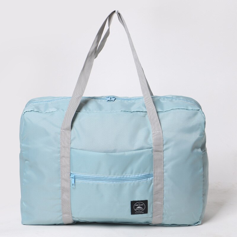 Waterdichte Opvouwbare Nylon Bagage Tas Unisex Casual Schoudertassen Kleine Licht Handtas Draagbare Trip Hand Reistas Met Hang: Lt blue