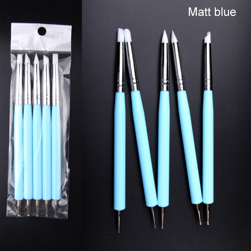 5 Pcs Dual Ended Rubber Pen Klei Gemodificeerde Pennen Rubber Wax Potlood Diy Art Handleiding Aardewerk Klei Gereedschappen: matt blue