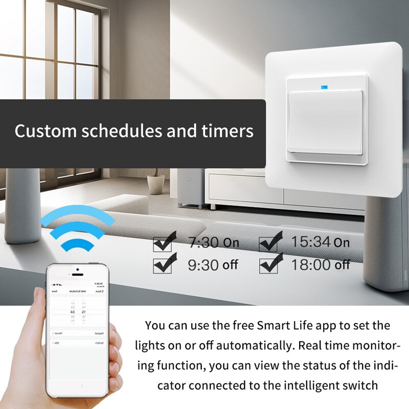 WiFi Smart Light Wall Switch Socket Outlet Push Button EU Smart Life Tuya Wireless Remote Control