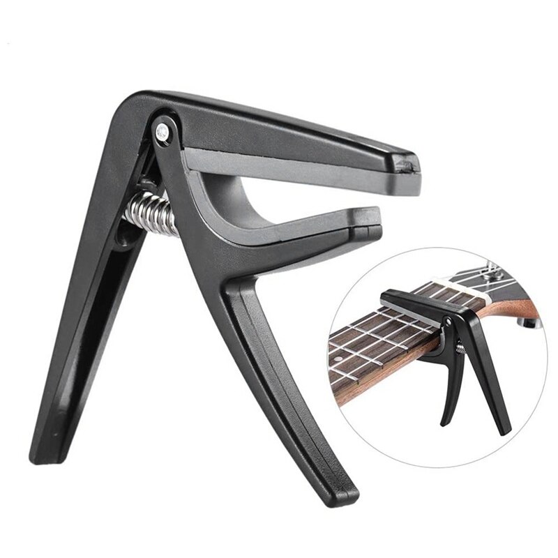 Classic Guitar Capo Silicone Cushion Metal Capo Trigger Guitar Tuned Clip(Black)