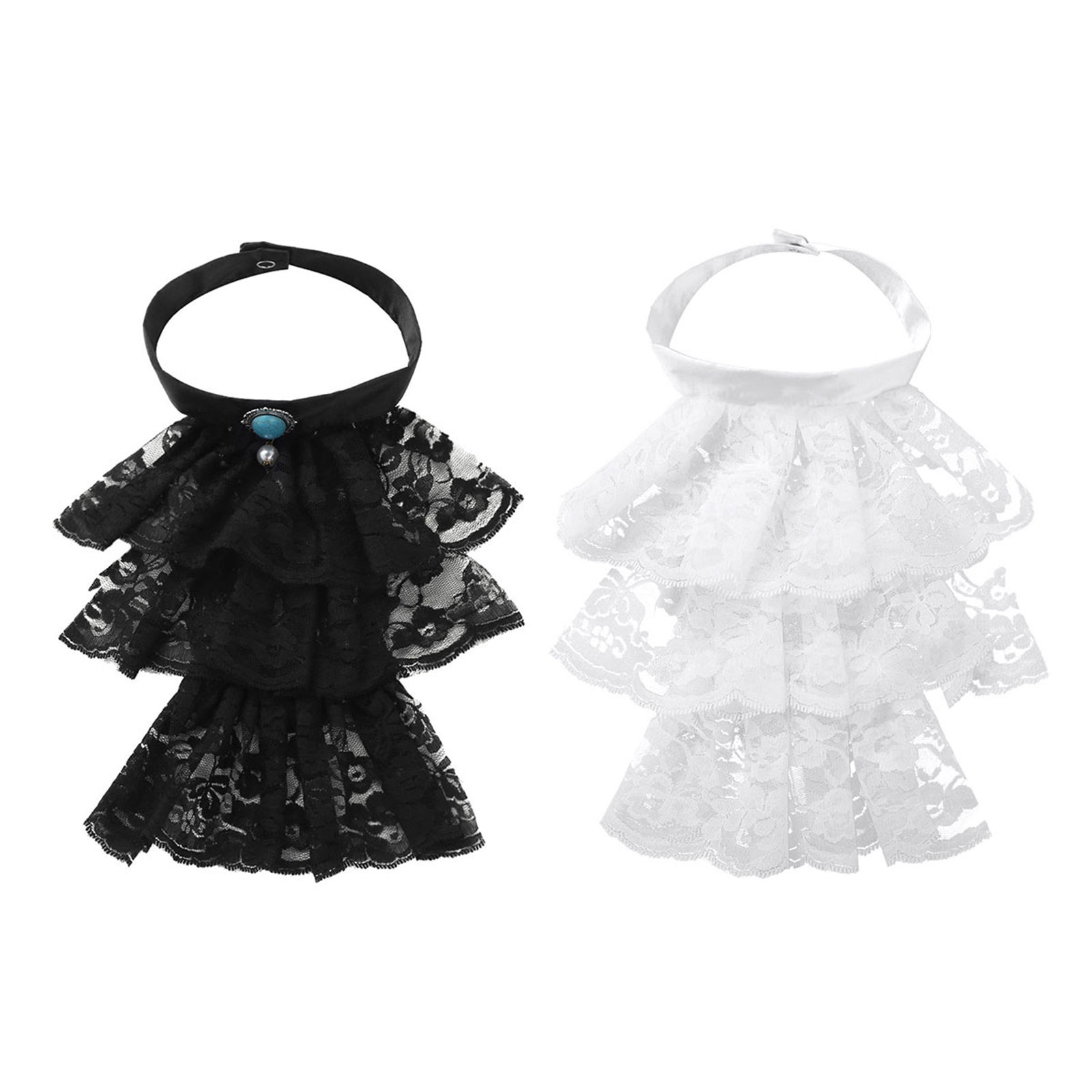 Victorian Lace Neck Gothic Collar Ruffle Tie Mini Cape Lolita Fau
