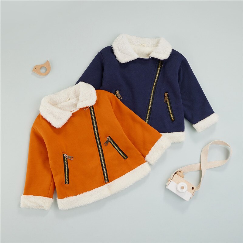 Manteau à manches longues pour bébé, veste à revers, avec poches latérales, pour fille et garçon de 0 à 36 mois, vêtement d&#39;extérieur épais et