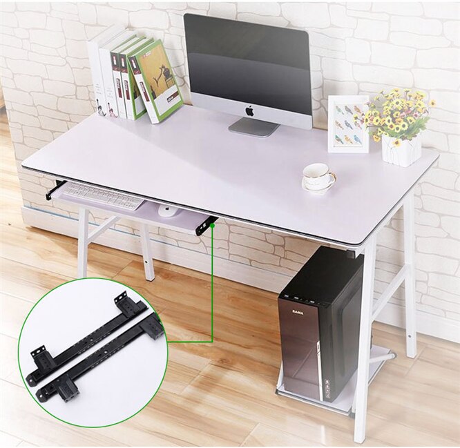 1 sæt ergonomisk glidende vipbar tastaturholder til computerbord tastaturbakke stativ glideskinne type tastaturbakke skrivebord hjem