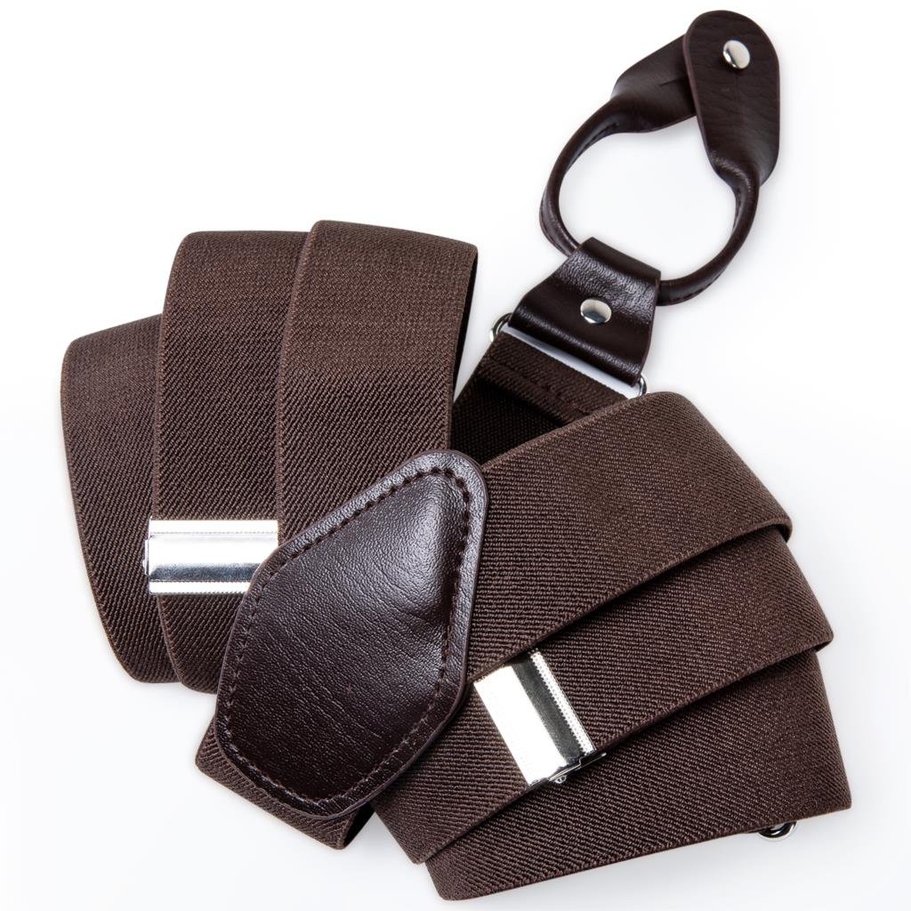 DiBanGu Adulto In Pelle di Metallo Solido Marrone Nuovo Mens Bretella 6 Bottoni Brace Elastico Bretella Regolabile Tirantes Per Gli Uomini BD-506