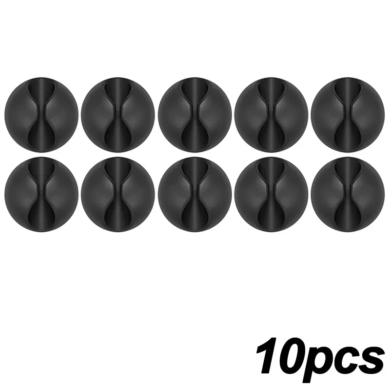 5/50Pcs Mini Cable Winder Organizer USB Charging Cable Clips Desk Tidy Organiser Wire Cord Holder Protectors In Home Office Car: black