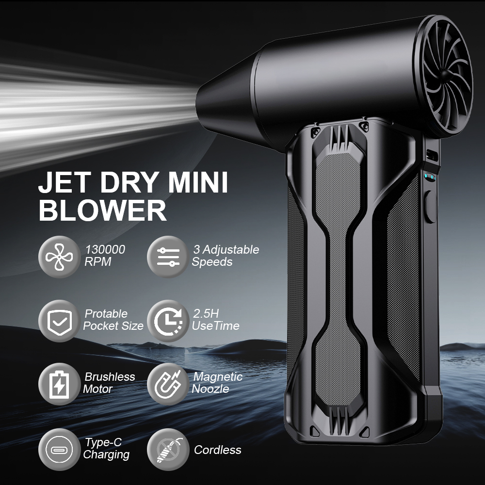 Cleaning Blower Tool 130000 RPM Portable Electric Air Duster Violent fan Car Blowing Snow 3 Gears adjustable Turbo Jet Fan