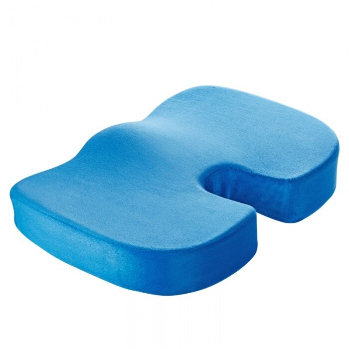 Memory foam sædehynde, pude til at sidde, komfortsædehynde til kontorcomputerstol, bil, kørestol, forbedrer kropsholdning,: Blå