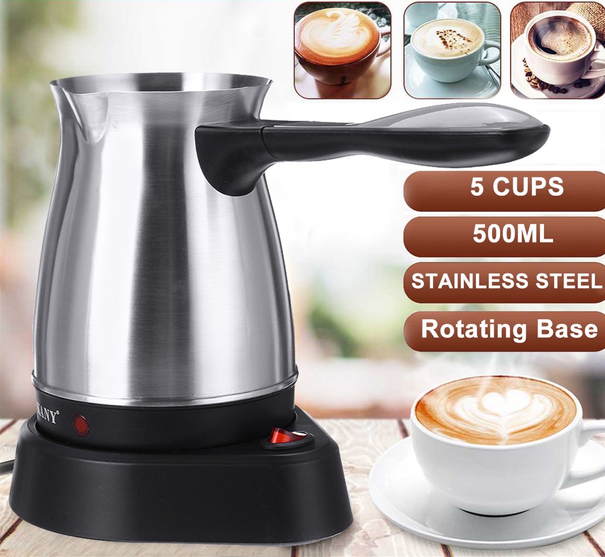 500ML 220V Stainless Steel Coffee Machine Greek Turkish Coffee Maker Portable Waterproof Electric Boiled Pot Home Appliances