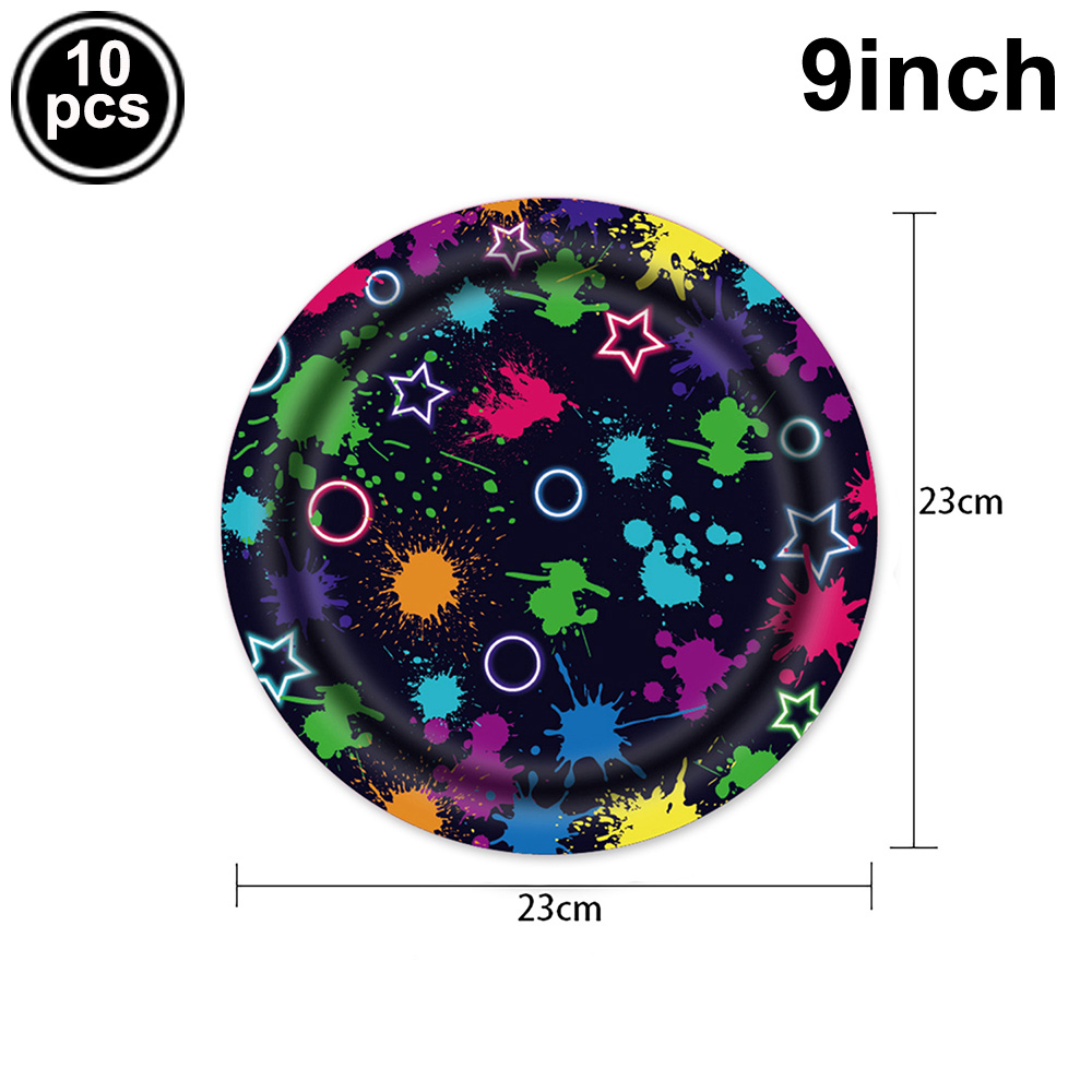 Neon festartikler tallerkener servietter kopper duker engangsservise neonglød bursdag fargerik graffiti festdekorasjoner: Fluorescensgul