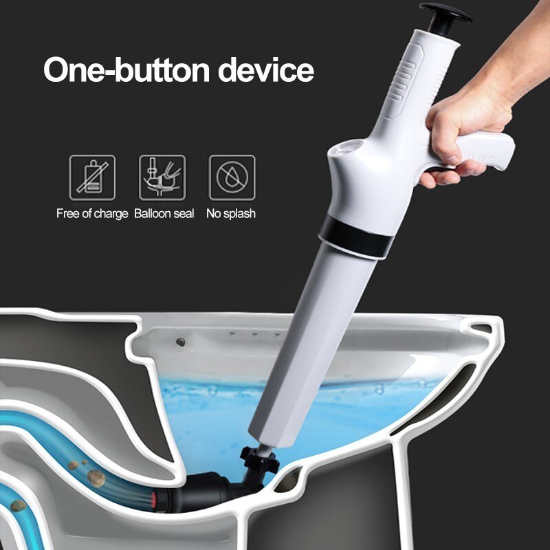 High Pressure Air Drain Blaster Gun Powerful High Pressure Suitable Drain Plunger for Bathroom Toilet Bathtubs Shower