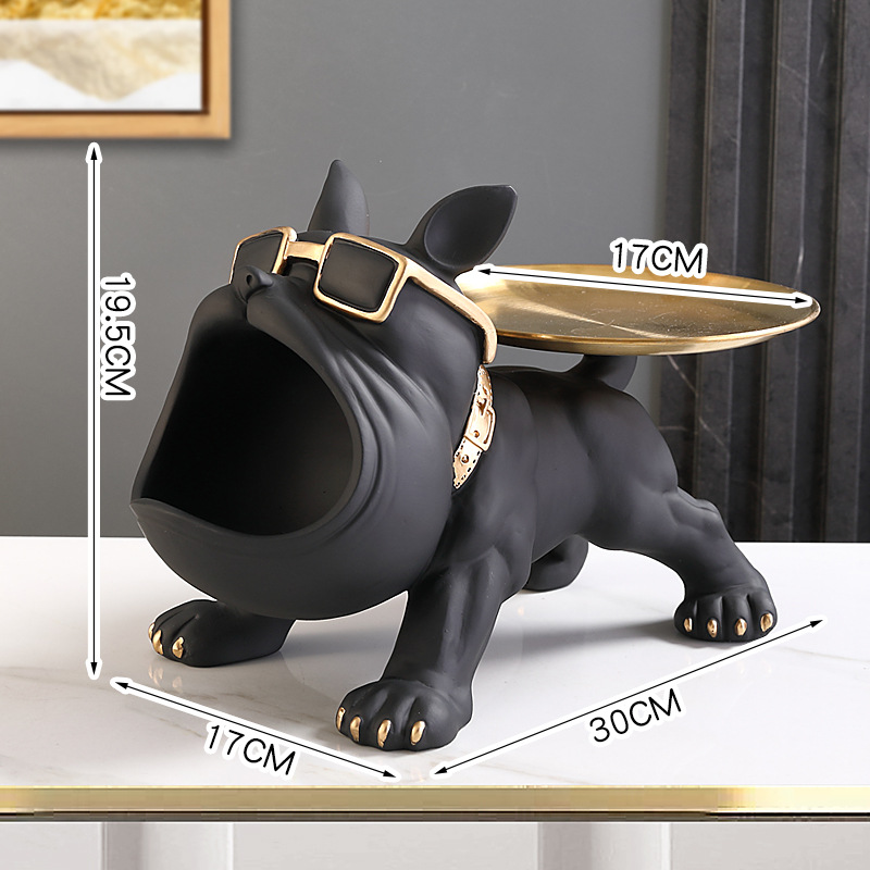 Cool French Bulldog Butler Décor with Tray Big Mouth Dog Statue Home Décor Storage Box Animal Resin Sculputre Figurine Art: plum