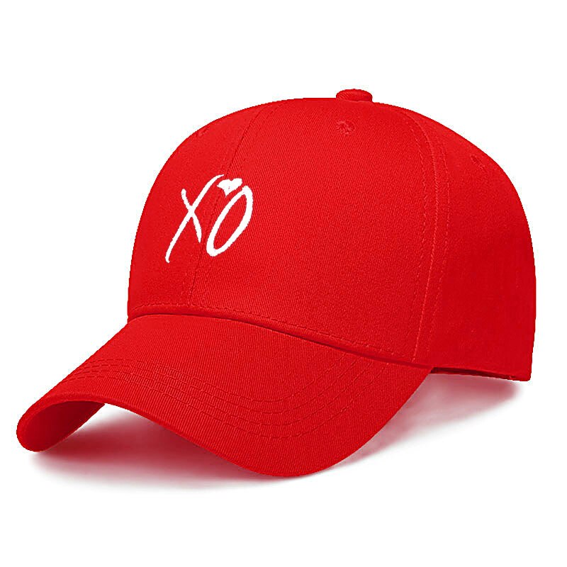 Gorros de béisbol con bordado para hombre y mujer, gorra de béisbol con bordado de XO, Snapback Weeknd para hombre y papá, gorra de skateboard de calle: Rojo