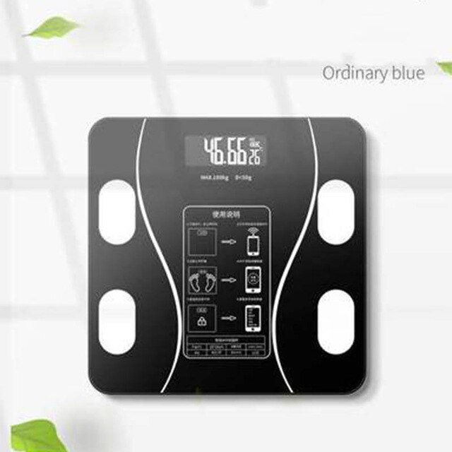 BMI Scale Bluetooth Body Fat Scale Smart Electronic ​Scales LED Digital Bathroom Weight Scale Balance Body Composition Analyzer: B-black