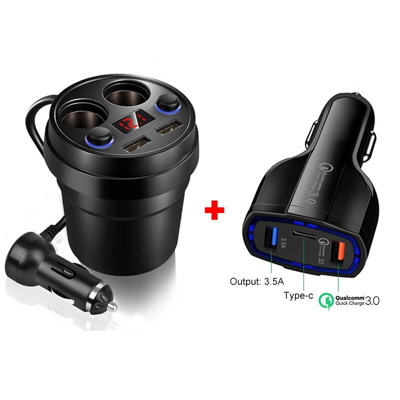 Auto-oplader mobiele telefoon auto charger3.1A dual USB een voor vier sigarettenaansteker cup auto oplader voor iphone x xiaomi samsung s10