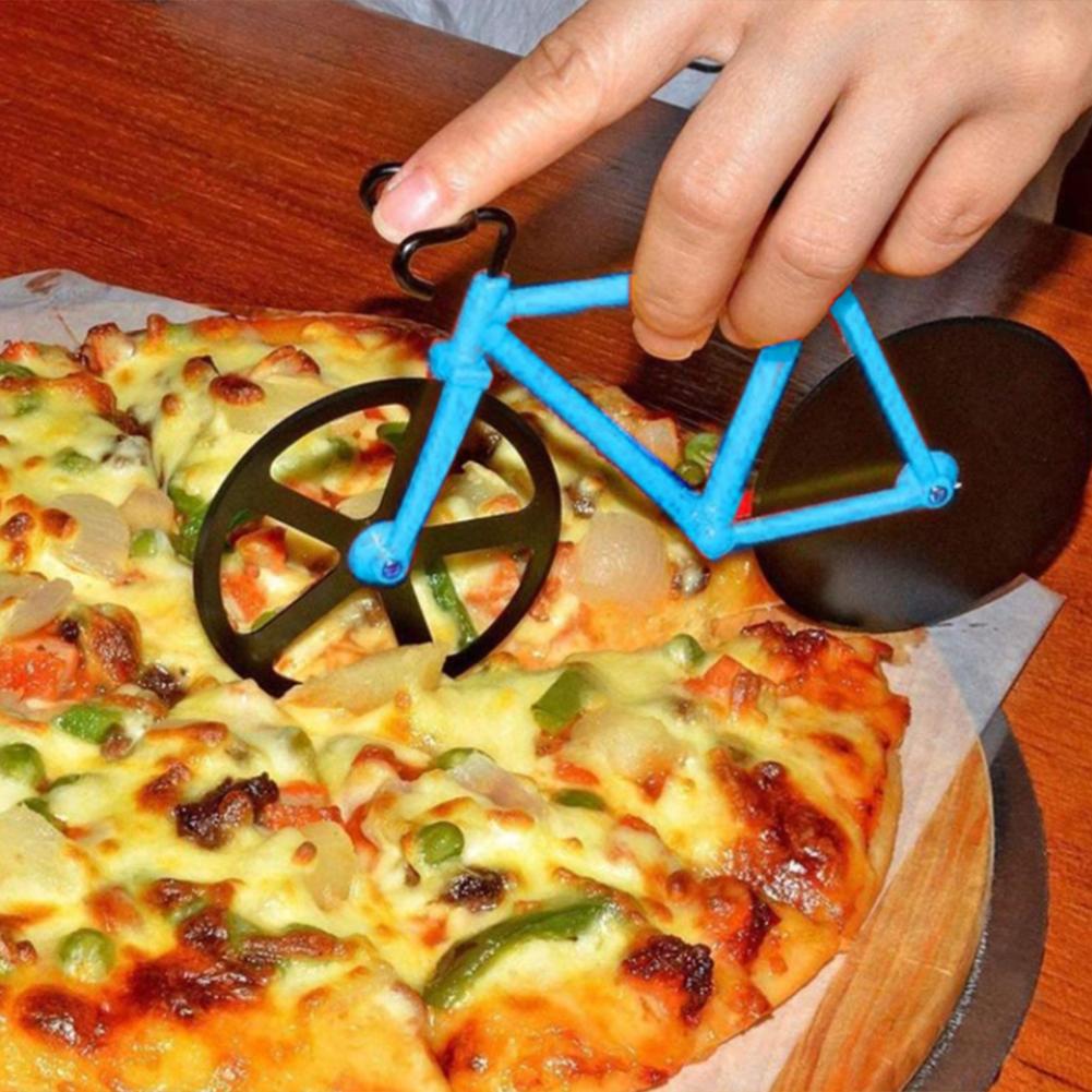 Cykel pizza skærehjul non-stick dobbelt skære hjul rustfrit stål cykel pizza skiver til pizza elskere ferie hou