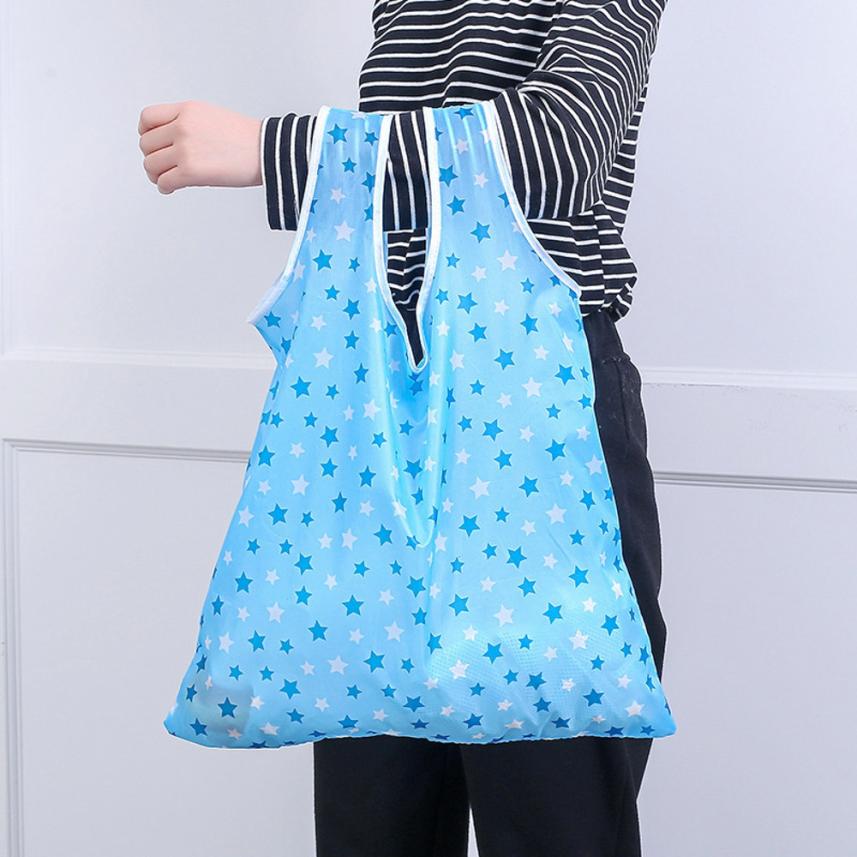 Handtassen Vrouwen Opvouwbare Herbruikbare Nylon Eco Handtas Opslag Reizen Winkelen Tote Boodschappentassen Lichtblauw