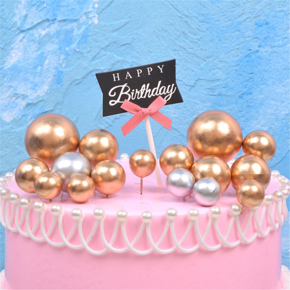 10 st härligt guld silver boll tårta topper födelsedag kopp tårta dekoration baby shower barn födelsedagsfest bröllop favor leveranser