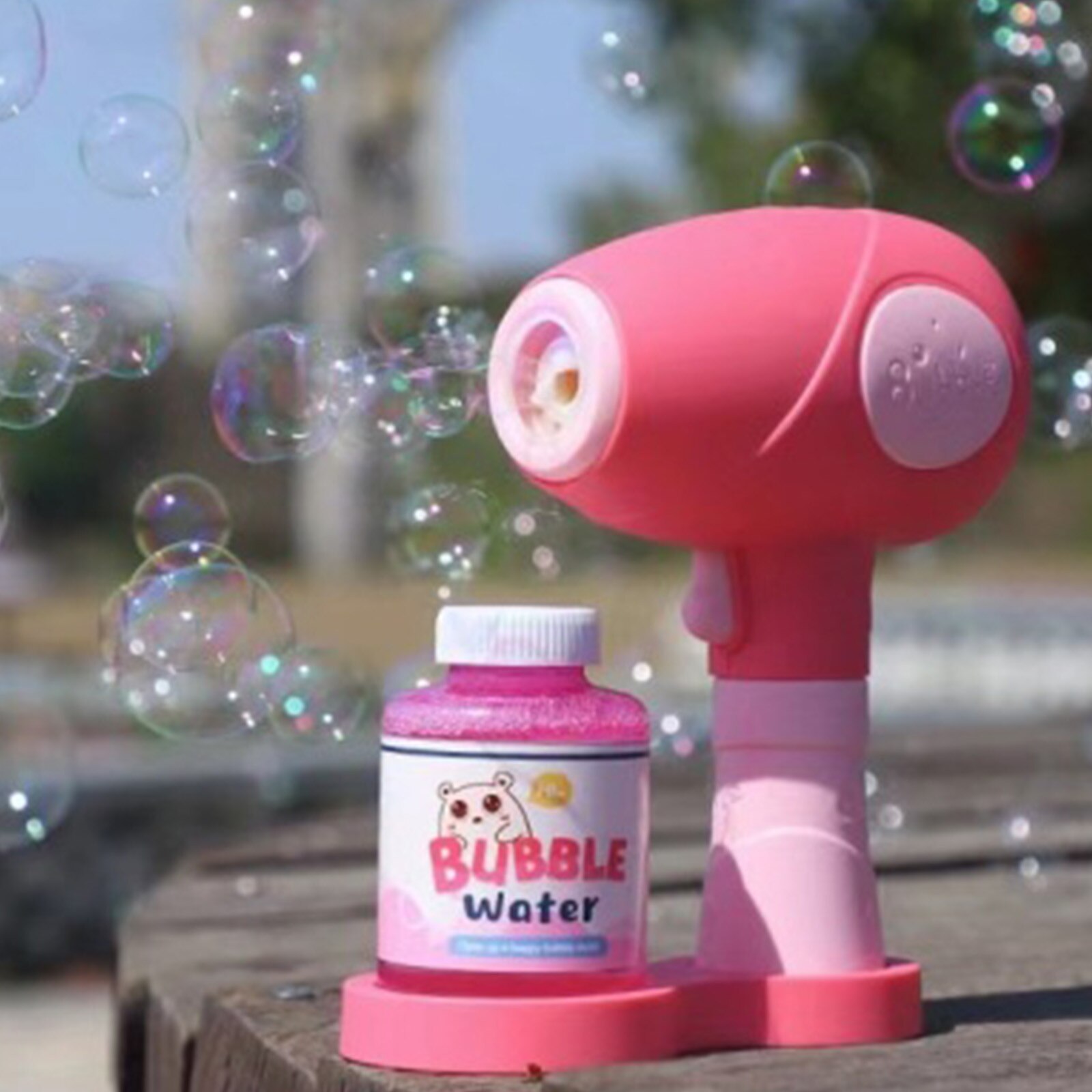 Juguetes para niños de 75ml, soplador automático de máquina de burbujas para , juguete al aire libre de verano para chico, secador de pelo, burbujas: B