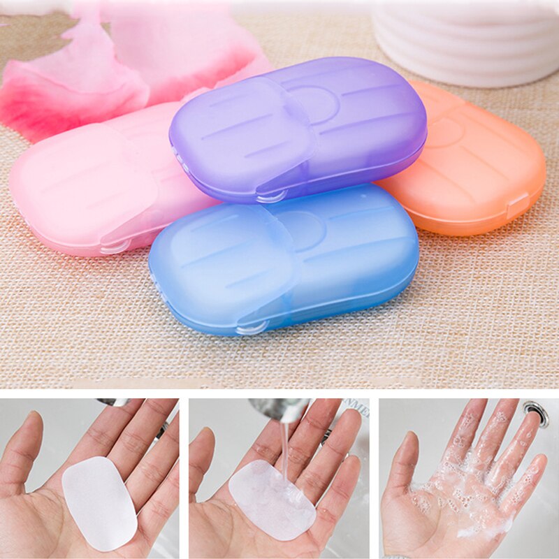 Papel de jabón portátil para lavado de manos, miniherramienta de jabón multifuncional en lonchas, desechable en caja