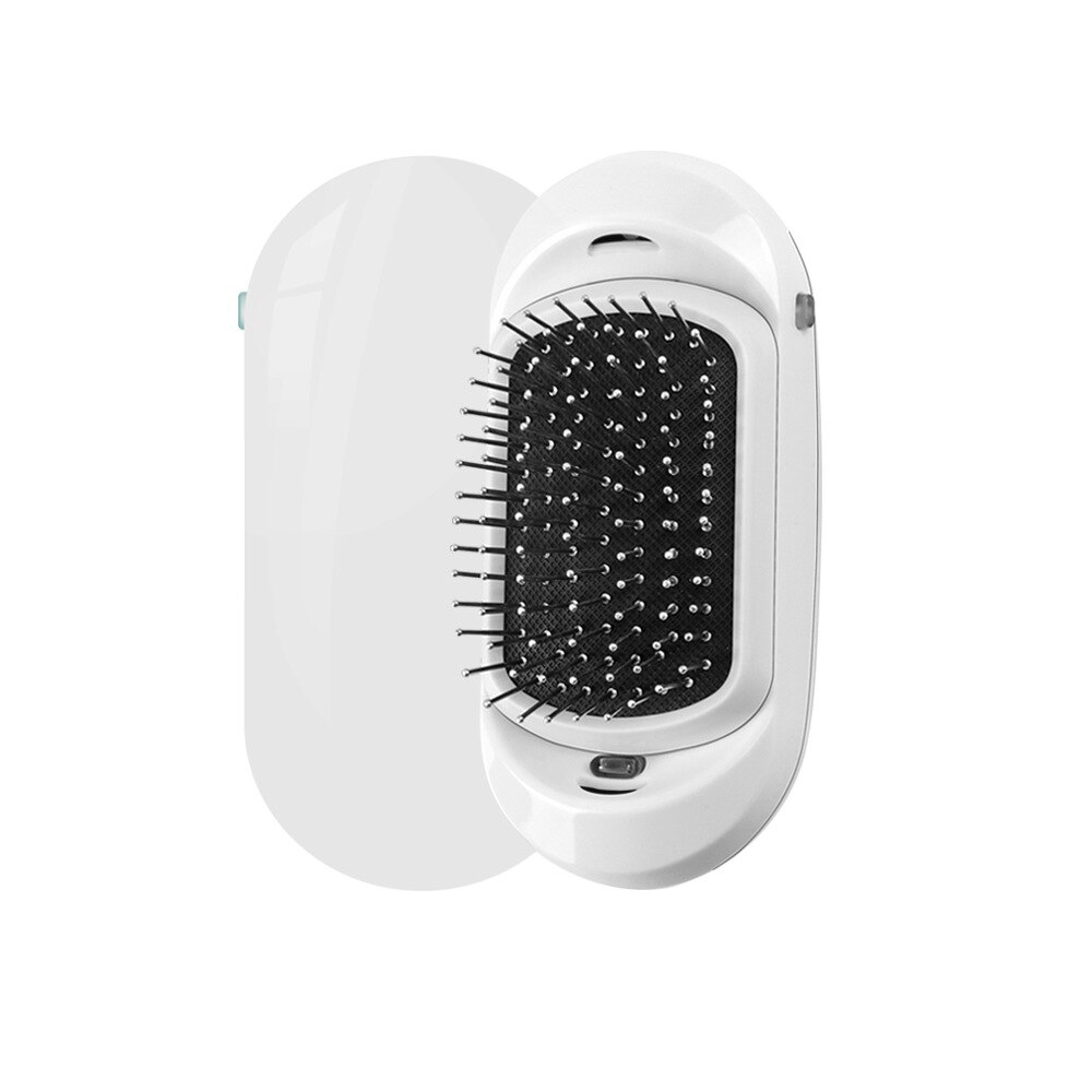 Ionic Hair Brush Portable Electric Hairbrush Anti Static Magic Negative Ion Hair Massage Comb No More Frizz Scalp Massager: White