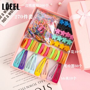 Bandes de cheveux élastiques 220-870 pièces/lot | Nouvelle pince à cheveux, coffret , ensemble épingles à cheveux pour enfants, accessoires pour cheveux: 270pcs set with box