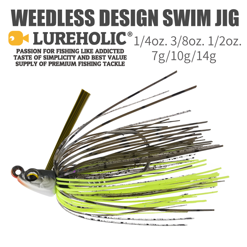 Lureholic 7~14g Weedless Swim Jig High Wire Bait Performance Jig Head Lure Fishing Bait for Bass Fishing With Mustad Hook