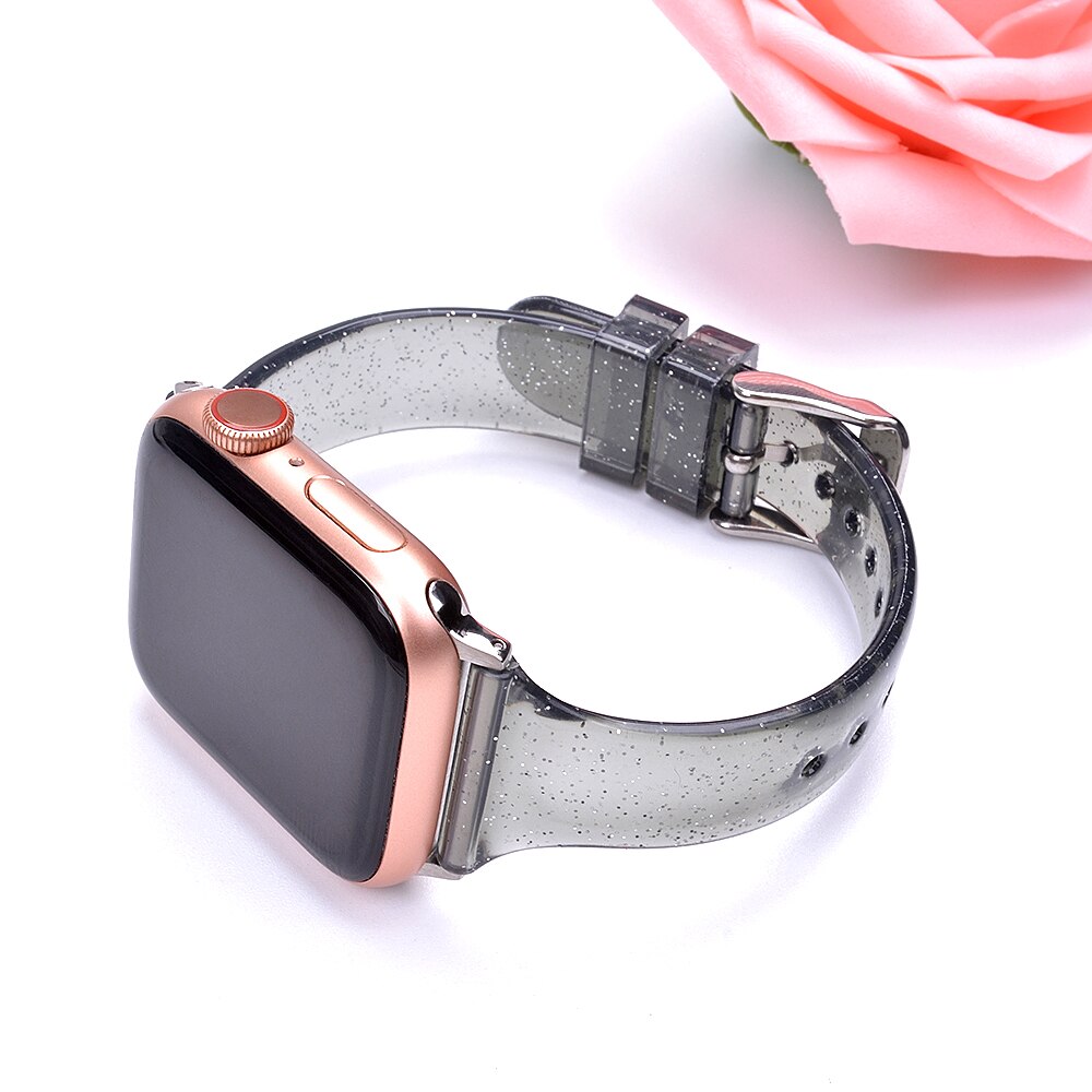 Glitter Strap for apple watch serie 6 se 5 4 3 iWatch band 38mm 42mm Slim Silicone correas bracelet Apple watch band 44mm 40mm