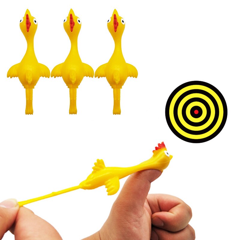 1Pcs Schieten Turkije Grappig Rubber Tpr Kip Stretchy Vliegende Turkije Vinger Vogels Sticky Novelty Gags Practical Joke Trick Speelgoed