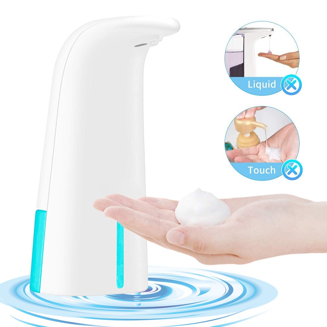 Aanraakloze badkamerdispenser, slimme sensor dispenser voor vloeibare zeep voor de keuken, handvrije automatische zeepdispenser: 250ml batterijvoeding