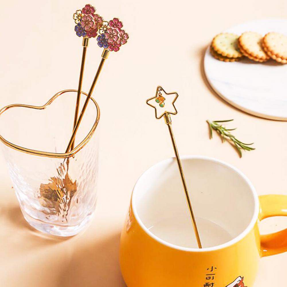 Cuillère à Dessert en acier inoxydable, fourchette en forme de fleur de cerisier cuillère à Dessert fourchettes à fruits cuillère à remuer pour café vaisselle accessoire de cuisine 1 pièce