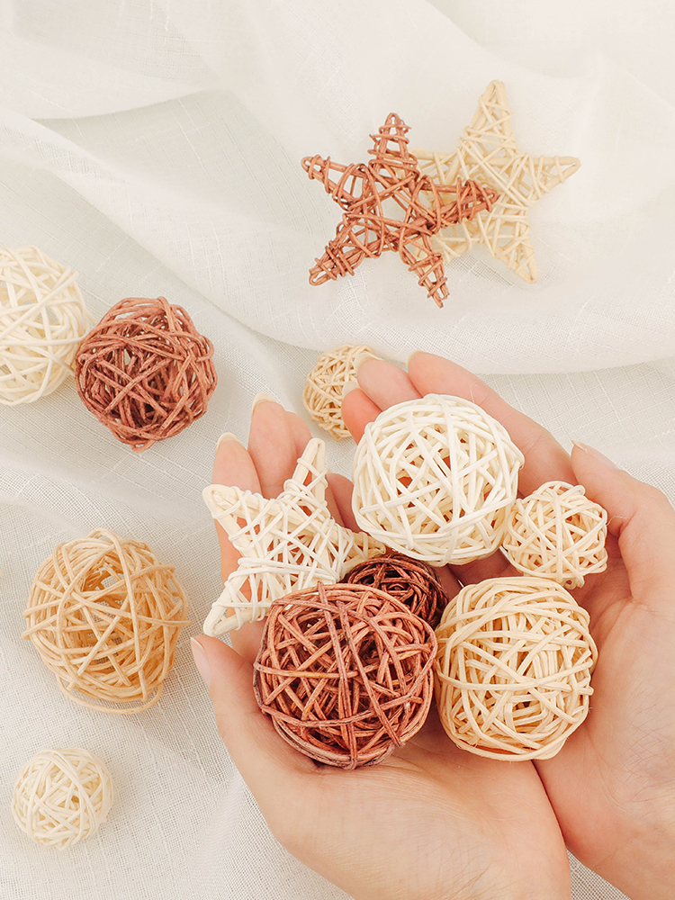9 unids/set bolas de mimbre Natural estrella ins accesorios de fotografía accesorios de fondo para decoración del hogar de estudio fotográfico